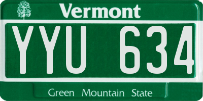 VT license plate YYU634