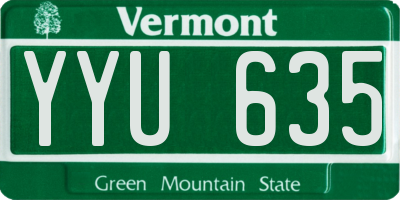 VT license plate YYU635