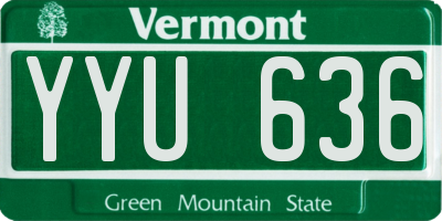 VT license plate YYU636