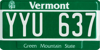 VT license plate YYU637