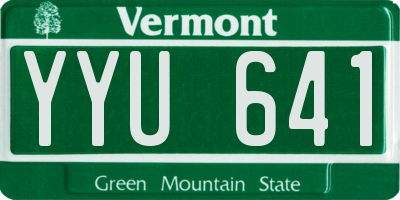 VT license plate YYU641