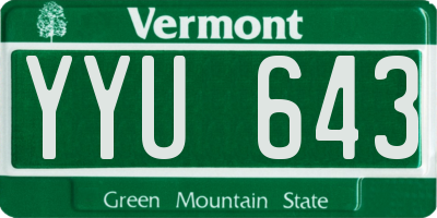 VT license plate YYU643