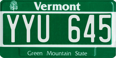 VT license plate YYU645