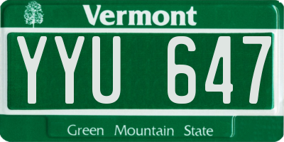 VT license plate YYU647