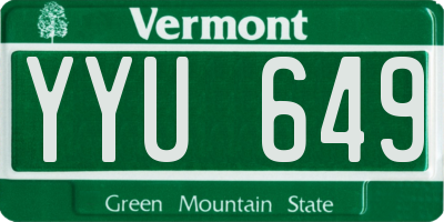 VT license plate YYU649