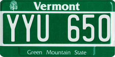 VT license plate YYU650