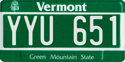 VT license plate YYU651
