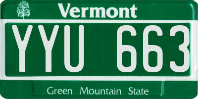 VT license plate YYU663