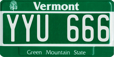 VT license plate YYU666