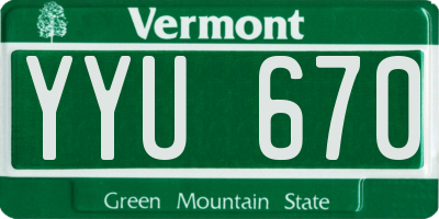 VT license plate YYU670
