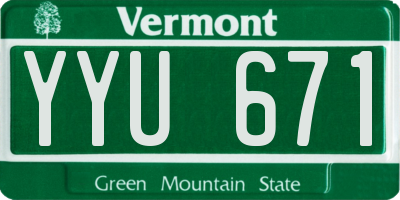 VT license plate YYU671