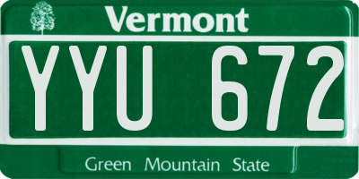 VT license plate YYU672