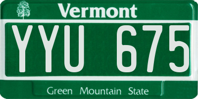 VT license plate YYU675