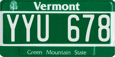 VT license plate YYU678