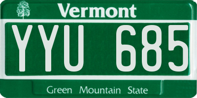 VT license plate YYU685