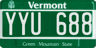 VT license plate YYU688