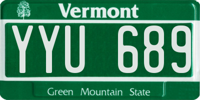 VT license plate YYU689