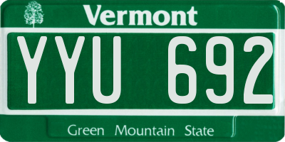 VT license plate YYU692