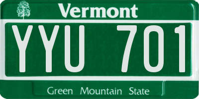 VT license plate YYU701