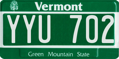 VT license plate YYU702