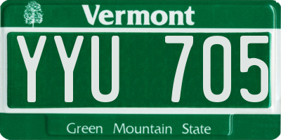 VT license plate YYU705