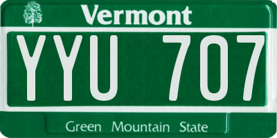 VT license plate YYU707