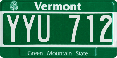 VT license plate YYU712