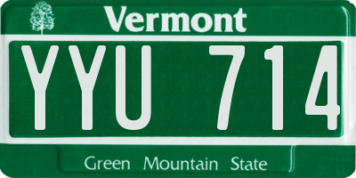 VT license plate YYU714