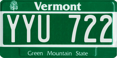 VT license plate YYU722