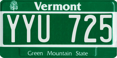 VT license plate YYU725