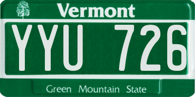 VT license plate YYU726