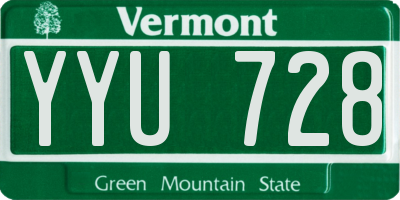 VT license plate YYU728