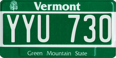 VT license plate YYU730