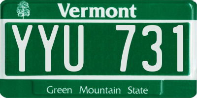 VT license plate YYU731
