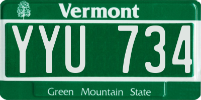 VT license plate YYU734