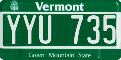 VT license plate YYU735