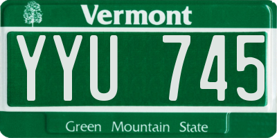 VT license plate YYU745