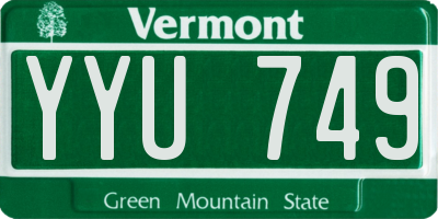 VT license plate YYU749