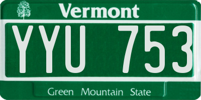 VT license plate YYU753