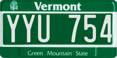 VT license plate YYU754