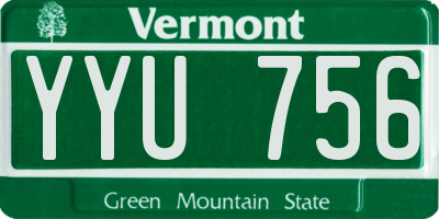 VT license plate YYU756