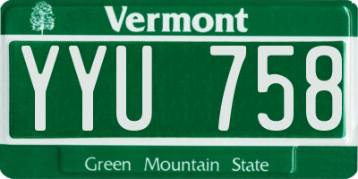 VT license plate YYU758