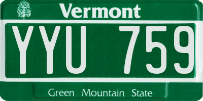 VT license plate YYU759