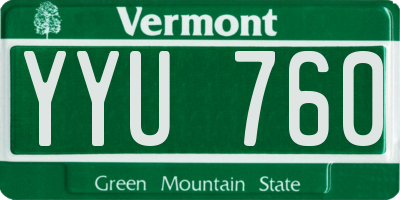VT license plate YYU760