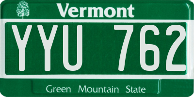 VT license plate YYU762
