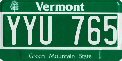 VT license plate YYU765