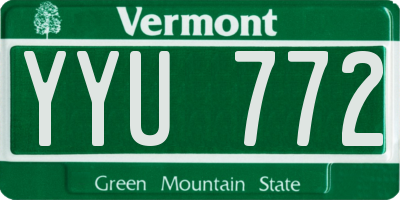 VT license plate YYU772