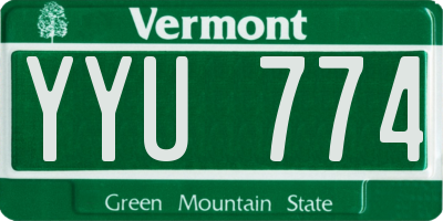 VT license plate YYU774