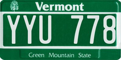 VT license plate YYU778