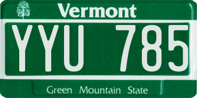 VT license plate YYU785